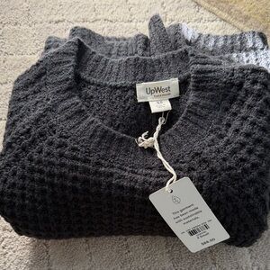 UpWest Women’s Dark Gray V-Neck Sweater Dress